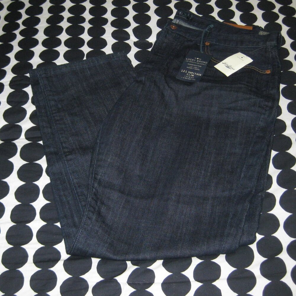 NWT Lucky Brand 121 Heritage Slim Fit Straight Leg Indigo Blue Jeans Sz 38 x 32